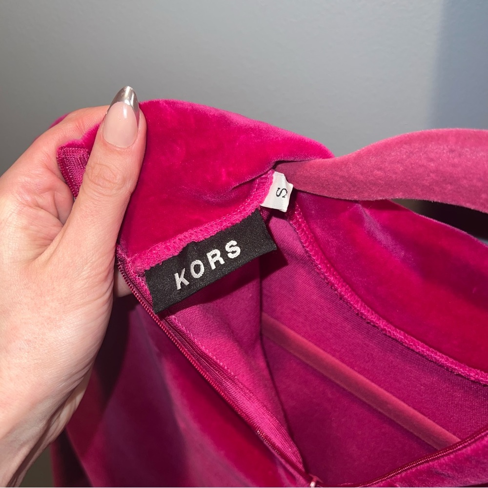 1990s Vintage Michael Kors Hot Pink Velour Mini Dress - Size Small - Picture 8 of 11